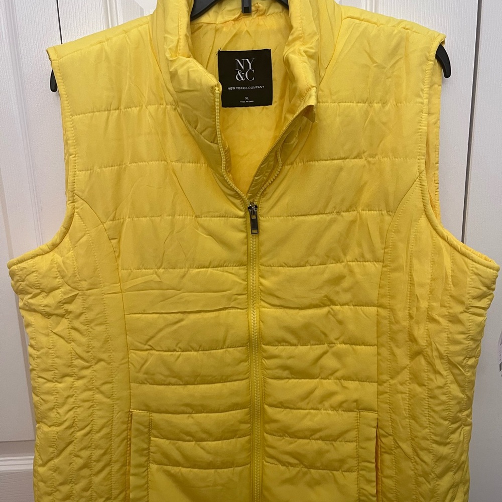 New York & Company Sunny Yellow Quilted Vest